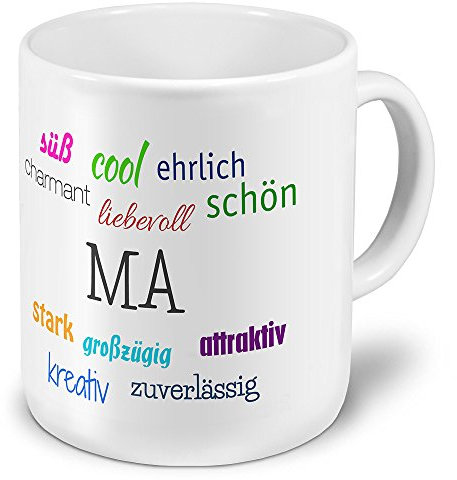 printplanet XXL Jumbo-Namenstasse Ma - XXL Jumbotasse mit Design Positive Eigenschaften - Muttertag Geschenkidee, Namens-Tasse, Namens-Krug, Becher, Mug