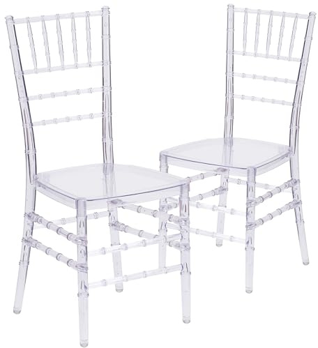 Flash Furniture 2 Pack Flash Elegance Crystal Ice Scratch and Water Resistant Stacking Chiavari Chairs