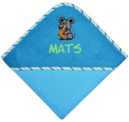 Wolimbo Kapuzenhandtuch personalisiert mit Namen und Motiv - Aqua-Petrol - 80x80 cm - für Baby und Kinder