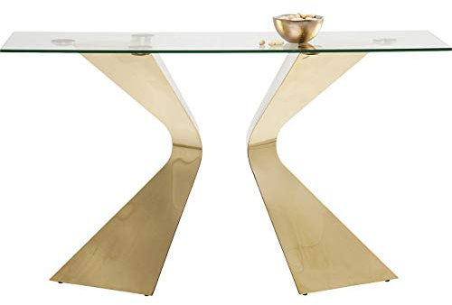 Kare Design Console Gloria, Vetro/Oro, Tavolo Rettangolare, Console, 82X140X45Cm, Tavolo Da Pranzo, Scrivania, Lussuoso