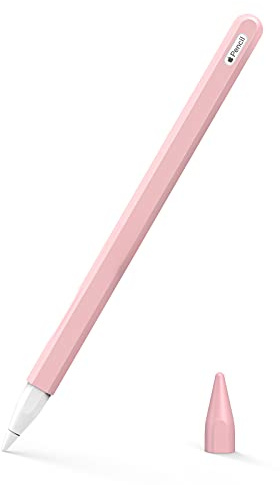 MoKo Silikon Hülle Kompatibel mit Apple Pencil Pro/2. Gen, Sanft Rosa