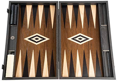 Backgammon Holzkassette groß Raucheiche - Intarsien - Handarbeit