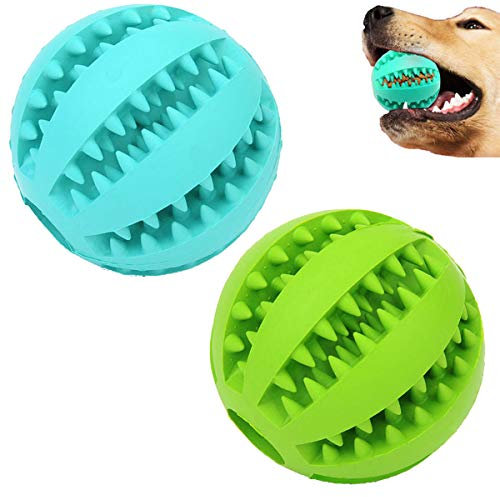 Sunglow 2 Pack Dog Toy Ball - Nontoxic Bite Resistant Teething Toys for Small/Medium/Large Dog and Puppy Cat, Dog Pet Food Treat Feeder Chew Tooth Cleaning Exercise Game IQ Training