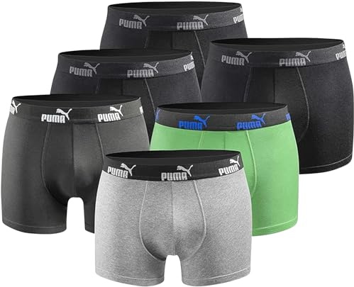 PUMA Boxershorts für Herren, Basic-Modell, limitierte Auflage, Schwarz, 6er Pack | Baumwollmischung, elastischer Logo Bund, körpernahe Passform, softes Stretchmaterial, geeignet für Alltag, Freizeit und Reise