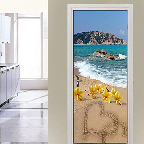 NSDX Türtapete Selbstklebend Strand Landschaft Schlafzimmer Tür Dekor Aufkleber Tapete PVC Wandbild wasserdichte Tapetenrolle Kinderzimmer Tür 3D Wallpaper