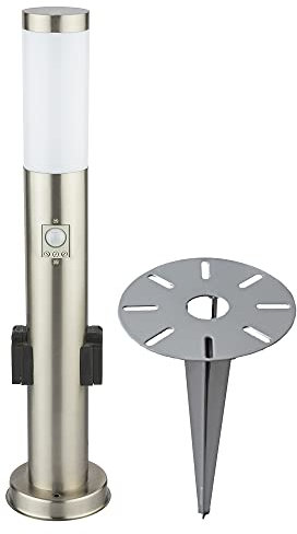 Außen Leuchte Steckdosen Garten Steh Steck Lampe Edelstahl Bewegungssensor Erd Boden Spieß im Set inkl. LED Leuchtmittel