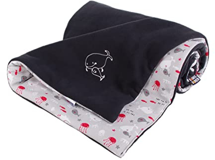 Kaarsgaren Kinderwagendecke für Winter, Größe 70 x 100 cm, Farbe: Grau/Fisch, doppelseitig Kuscheldecke, Babydecke, Erstlingsdecke, Krippe Decke (Grau/Fisch)