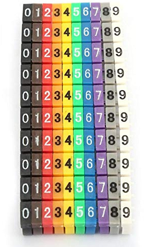 Kabelkennzeichnung 0-9 Nummer Digitaler Röhrendraht Kunststoff Drahtkabelmarkierung Clip Kabelmarkierungsrohr Bunt zum Kabel Nummerierung (100Pcs 4mm²)