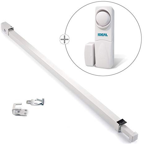 Ideal Security BD110W604 Migliora Barra di Sicurezza per Porta del Patio e Pacchetto di Allarme, Bianco