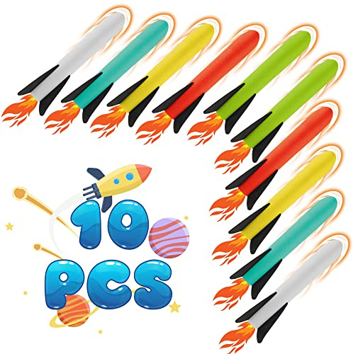 FOSUBOO Pacchetto di Razzi di Ricambio, 10 Pack Giocattoli a Razzo - Gioco da giardino all'aperto per bambini, idea regalo per ragazzi e ragazze dai 3 4 5 6 7 8+