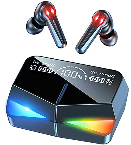 Cool Gaming Accessories - Auriculares intrauditivos Bluetooth inalámbricos con cancelación de ruido, auriculares inalámbricos para juegos con micrófono, 65 ms, auriculares LED táctiles, impermeables,