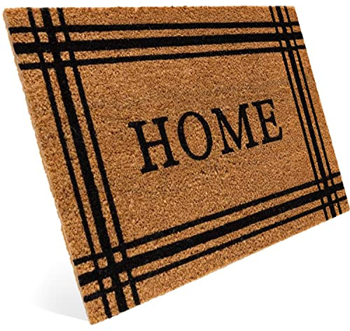 Entrando Zerbino in cocco 40 x 60 cm – 20 motivi eleganti – per esterni, robusto, antiscivolo, ideale per la porta di casa coperta (casa con strisce)