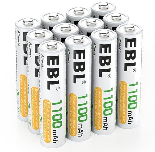 EBL Akku AAA 1100mAh 12 Stück - Typ NI-MH wiederaufladbare AAA Batterien geringe Selbstentladung