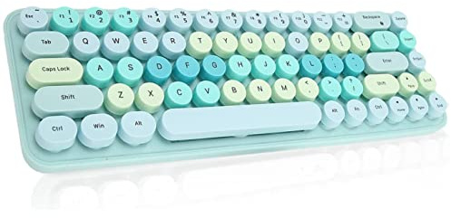 Cuifati Juego de Ratón de Teclado Inalámbrico, Teclado de Juego Punk de 68 Teclas de Color con Ratón Ajustable de 1600 dpi, Bonito Combo de Ratón de Teclado para Niña (Color Mezclado Azul)