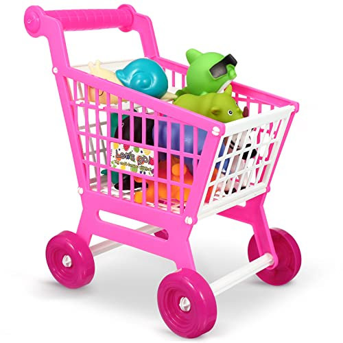 Toyvian 1 Stücke Spielzeug Einkaufswagen Mini Supermarkt Wagen Kinder Spielzeug Einkaufswagen Vortäuschen Spielen Für Kinder Geschenke (Rosa)