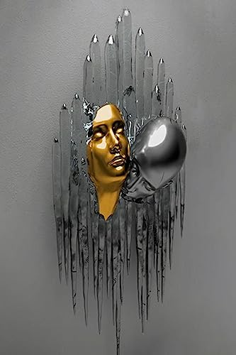 MKHFUW Metall Figur Statue Kunst Leinwand Gemälde Romantisch Abstrakt Poster und Drucke 3D Liebhaber Skulptur Poster Modernes Wohnzimmer Heimdekoration - Ohne Rahmen (CST-04,40x60cm*1)