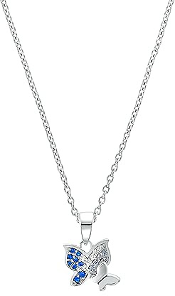 Prinzessin Lillifee Kette mit Anhänger 925 Sterling Silber Mädchen Kinder Halsschmuck, mit Zirkonia synth., Schmetterling, Kommt in Schmuck Geschenk Box