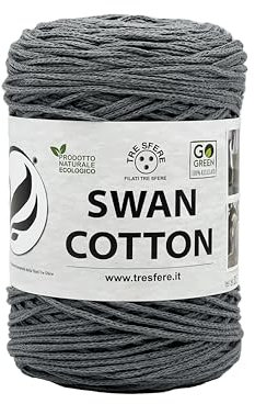 SWAN COTTON (2505 - Dark Grey), yarn for bags, hats, baskets, underplates, clutch composition 70% recycled cotton 30% polyester, 250 g spool 250 m