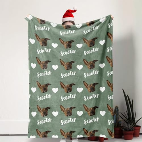 IEK Personalisierte Hundedecken, individuelle Decke mit Fotos und Namen, weiche Flanell-Fleecedecke, Geschenk für Hundeliebhaber, Haustier-Gedenkgeschenke (100 x 150 cm)