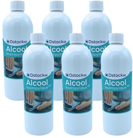 DSTOCK60 – Lot de 6 bouteilles de 1 litre d’Alcool Isopropylique 99° extra pur - Isopropanol liquide IPA parfait comme solvant, nettoyant et dégraissant