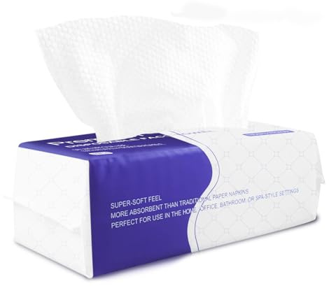 Disposable Face Towel 60 Count Cotton Tissue Dry Face Wipes Face Cloths for Women, Ultra Soft CleanTowels for Washing Face, Makeup Removing 20x20cm (Pearl Pattern)
