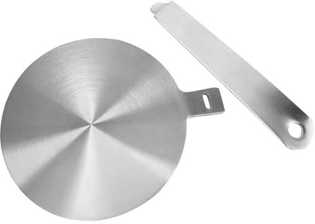 RUCUDIM Placa de anillo difusor de calor para placa de inducción, placa de inducción de acero inoxidable, placa de conducción del difusor de calor, placa adaptadora de inducción con mango separable