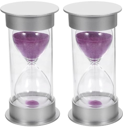 MAGICLULU 2pcs 20 Minute Hourglass Sand Timer Sand Clock for Cooking Game Play Practice Timing Home Desktop Bookshelf Decor Kids Birthday Silver and Purple