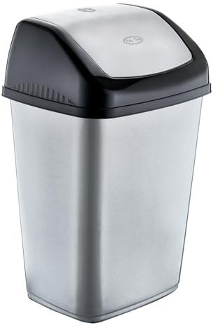 Best House Swing Bin 10 Litres For Home Garden Kitchen Office and Bathroom Rubbish Recycle Plastic Waste Bin, Trash Can Dustbin with Swing Lid (Pack of 1, Grey)