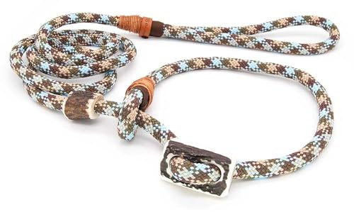 Retriever-Leine/Moxonleine Elegant-Style | handgefertigte Hundeleine aus Tau mit Halsbandfunktion & Horn-Stopper | 10mm – kraftvoll, stilvoll & komfortabel | Training, Alltag & Spaziergang