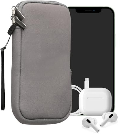 kwmobile Universellt neoprenfodral för smartphone - skyddsfodral med dragkedja för XXL - 7 tum stenpulver