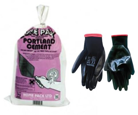 Concept4u Portland Cement 5kg with Large Nitrile Coated Gloves General Building Work and Repair Ideal for Rendering, Brick-Laying, Floor Surfacing, Screeds