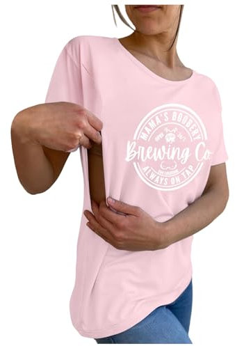 Bastwahl Stillshirt Kurzarm Stillen Stillshirt Funny Aufdruck Stilloberteile Locker Kurzarm Stillfreundliches T-Shirt Frühling Sommer Umstandsshirt for Expecting Mothers Maternity Tops