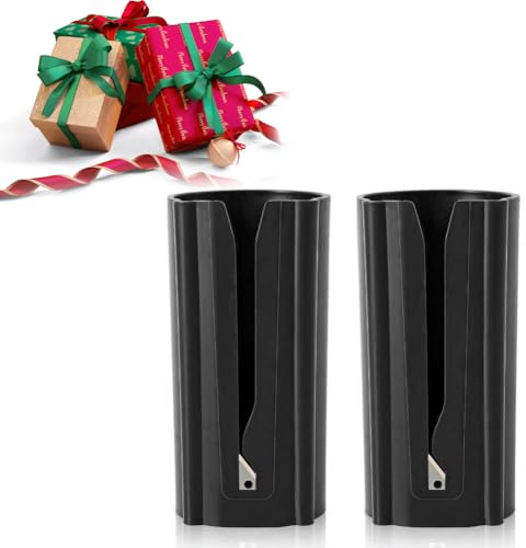 RANJIMA Geschenkpapier Schneider für Rollen, 2 Stück Geschenkpapier Schneider, Sliding Gift Wrapping Paper Cutter, Weihnachten Geschenkpapier Cutter, Roll Gift Wrap Papierschneider für Geburtstag