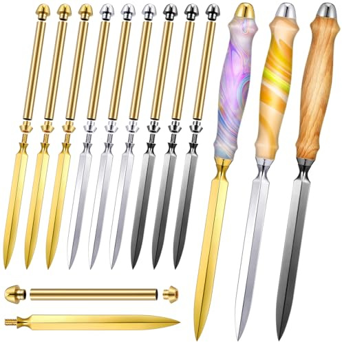 Leriton 9-teiliges Brieföffner-Set, zum Selbermachen, Umschlagschneider, Papieröffner, Briefmesser, Drehset, Herren, Handwerk, Urlaub, Geschenke, Bastelbedarf, Schwarz, Silber, Gold