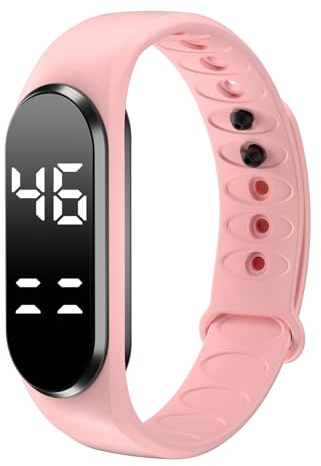Schrittzähler Armband Herren Digital Uhr Armband Fitnessuhr ohne app und handy Schrittzähler Uhr Damen Digitale Armbanduhr Damen mit Messung des Schrittes, Kalorienverbrauchs und der Distanz,rosa