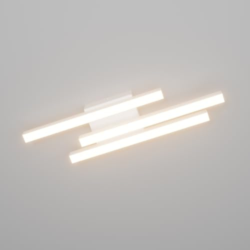 Klighten Plafoniera Led Soffitto 20W 1720LM, Plafoniera 3 Barra, Lampada Soffitto Decorativa Moderna per Corridoio Camera da Letto Soggiorno Cucina, 45 cm, Bianco Caldo 3000K, Bianco