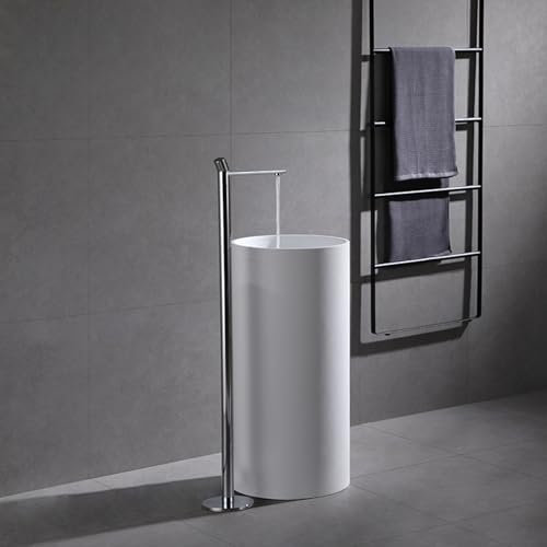 BiaoTeng Badewannenarmatur für Freistehende Badewanne Vertikal Heiße und Kalte Messing 360° Drehbarer Auslauf Badewannen Armaturen Freistehend Chrom