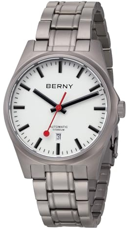 BERNY Titanium Uhr Automatische Uhr für Männer Klassische mechanische Armbanduhr Titan-Armband Saphir Linse Leuchtendes Zifferblatt 10ATM wasserdichte Männer Casual Mode Uhren