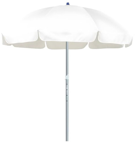 ZIHQRgE Parasole da Giardino Regolabile 240cm, Impermeabile e Anti UV UFP50+ Ombrellone da Spiaggia, Solare Rotonda Esterno con 8 Stecche(White)