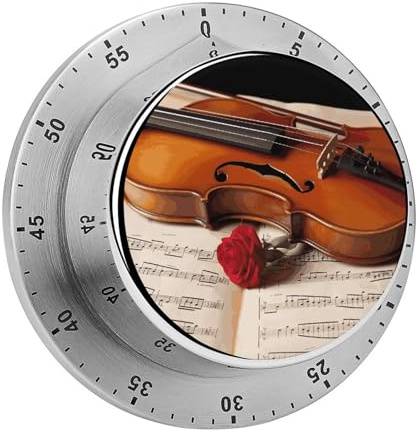Violin Sheet Music Kitchen Timers, Manual 60 Minute Wind Up Timer Clock with Loud Alarm, Magnetic Backing, Mechanical Kitchen Timers, No Batteries Required, Countdown Timer for Cooking Baking