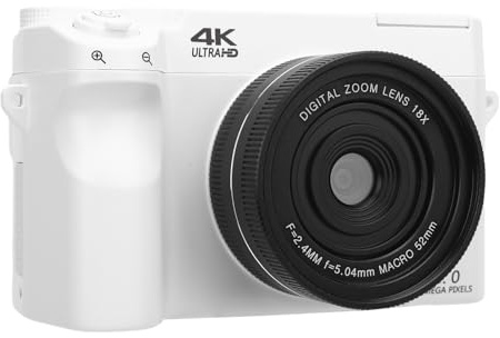 Cuifati Camera Digitale 4K 75MP WiFi 18x Schermo LCD Zoom Ottico da 3 Pollici con Flash per la Registrazione Video di Fotografia Timelapse Lento (WHITE)