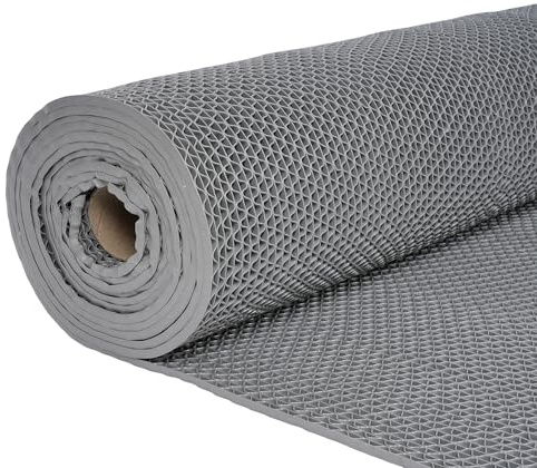 yeshine 500 x 90 cm Non Slip Drainage Outdoor Rubber Matting 5.5mm Thick | PVC Commercial Floor Rubber Matting Outdoor, Wet Room Floor Barrier for Restaurant Bars Bathroom Swimming Pool Patio, Grey