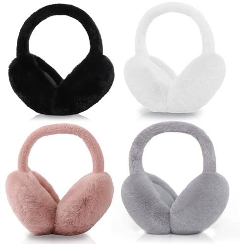 Kuchisity 4er-Pack Winter Ohrenwärmer, Faltbar OhrenschüTzer Weich Und Bequem Earmuffs für Damen und Herren