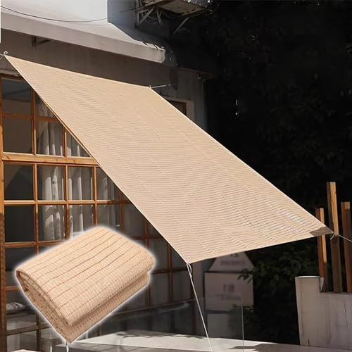 PHLCF Malla de Sombra para Invernadero, Pantalla de privacidad Beige para balcón, Malla de cercado para Plantas suculentas, Malla Resistente a los Rayos UV (4,0 x 4,0 m/13,1 x 13,1 pies)