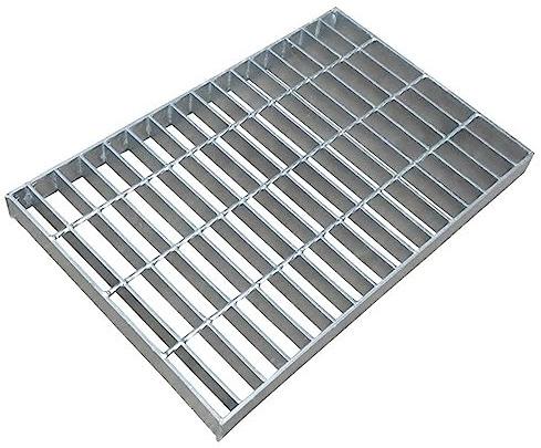 Abflussabdeckung aus verzinktem Stahl für den Außenbereich, rechteckiges Gitter für Gartenablaufsysteme, Bodenablauf, Kanalgitter und Garagenrinnen-Entwässerung (Silber, 50 x 35 cm)