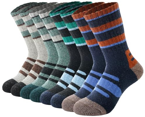 BISOUSOX Kinder Merino Wollsocken Wandersocken Thermosocken für Mädchen Winter Warme Dicke Socken für Wandern Ski 4 Paare Geschenk für Jungen