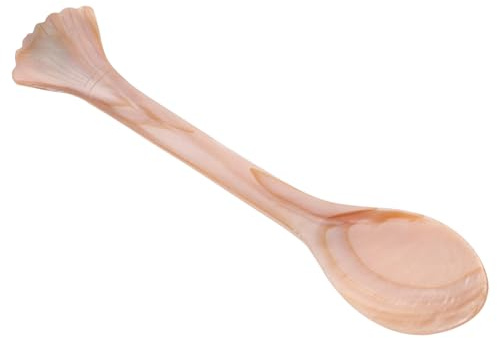 LIFKOME Cuchara de Natural Pulida Pequeña y Ligera para Café Postres Helados y Caviar Mango Cómodo y Resistente para Prolongado