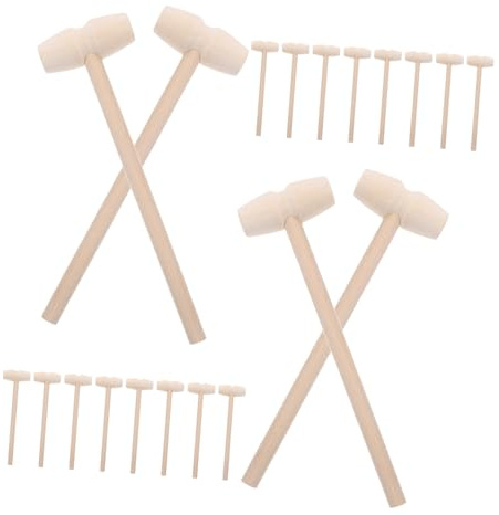 Hohopeti 30pcs Mini Solid Wood Hammer Unpainted Wooden Mallet for Chocolate Cracking Cake Smash Party Favor Fun Group Activity Tool for Family
