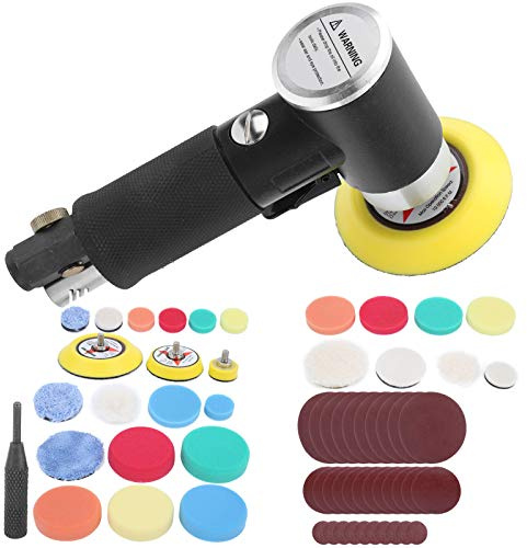 TARSHYRY Buffer Polisher, Polishing Machine Car Polisher Car Set 60Pcs Air Sander Black Eccentric Pneumatic Waxing Polishing Sanding Machine AT-1500H60 (#2)