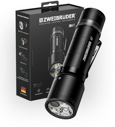 Zweibrüder ZB6T Torcia LED Ricaricabile 3000 Lumen, Potente, USB-C | Torcia con Auto Focus Technology (AFT), Multiple-Optic Technology (MOT), Protezione IP67, per Outdoor, Camping, Trekking